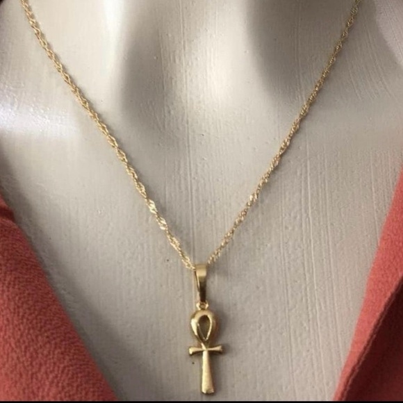 Gold Layered Ankh & African and Nefertiti Pendant Necklace Set - Picture 6 of 6
